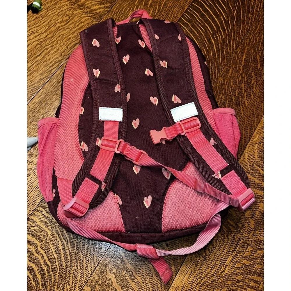 Kids Heart Print Backpack Pink Purple School Book Bag Travel Daypack Cute